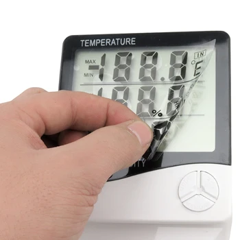1 buc LCD Digital Electronic de Temperatură și Umiditate Metru Interioară în aer liber Termometru Higrometru Stație Meteo cu Ceas HTC-2