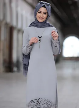 WEPBEL Femeile Musulmane 2 Bucata Set Haine Arabe Dubai Ramadan Islamic Haine cu Maneci Lungi Solid Halat de Două Bucata Set Top si Pantaloni