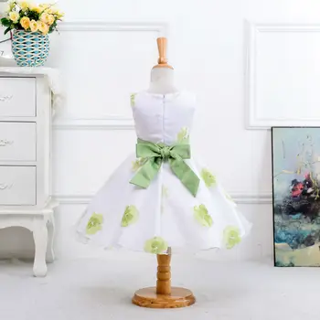 De vânzare cu amănuntul Nou Stil de Vară pentru Copii Floare Fata rochii de Mireasa Copii Fete Rochie de Petrecere Arc Printesa Rochie Eleganta 2-8 Ani LM008