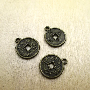 25pcs--17*14mm Chineză Monede Antice Zheng Tong Monede Norocoase Pentru Bunăstare Și Sănătate Mașină Pandantiv Norocos DIY farmece bronz antic