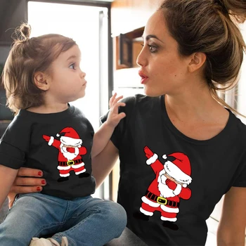 Crăciun Moș crăciun de Familie potrivire tricouri haine de Bumbac cadou de mama si fata de copil haine baieti mama si fiica haine