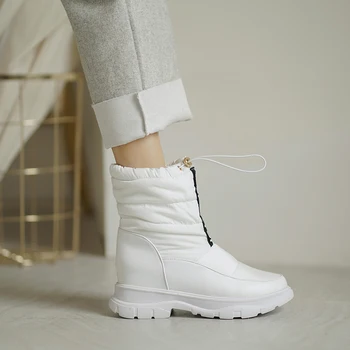 Fanyuan incalzi pantofii Dimensiune 32-43 Femei Jumătate Cizme Scurte Plat Cizme de Zapada pentru Femei de Iarnă Pantofi de Cald Moda Blana de Pluș Încălțăminte