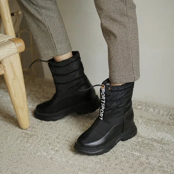 Fanyuan incalzi pantofii Dimensiune 32-43 Femei Jumătate Cizme Scurte Plat Cizme de Zapada pentru Femei de Iarnă Pantofi de Cald Moda Blana de Pluș Încălțăminte