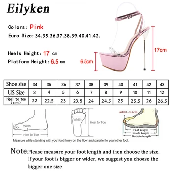 Eilyken Sexy Club De Noapte Fetish Saboții De Femeie Platforma Open Toe Glezna, Catarama Curea Sandale De Moda De Metal Stilet Tocuri