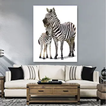 Înfrumusețează Fierbinte de Vânzare Două Zebre Animale Minunate Acuarelă Poze de Perete Modern Decor Acasă HD Panza Pictura in Ulei Dormitor Postere