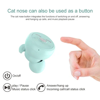 Pisica drăguț TWS Bluetooth fără Fir Căști Cu Microfon Fata Stereo Auriculare Singur binaurale modul Căști cu LED-uri de Încărcare cutie Cadou