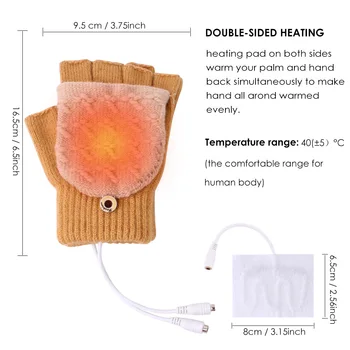 Respirabil 5V USB Încălzit Mănuși de Iarnă Încălzit Mănuși Tricotate Încălzire Mănuși de Tricotat Alimentat de la Baterie de Sport în aer liber de Vânătoare