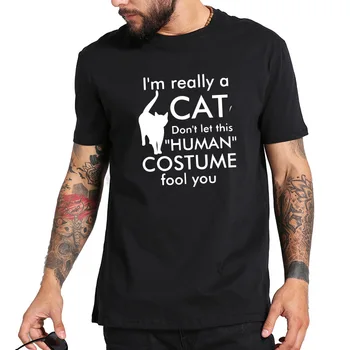 Cat Tricou Barbati sunt O Pisica nu Lasa Acest Om Costum Prost Bumbac Tricou Amuzant Expresie Clasic T-Shirt de sex Masculin