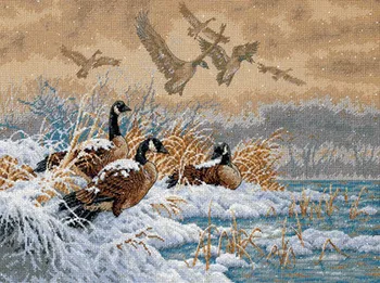 Calitate de Top Minunat Numărat goblen Kit de Iarna Retragere de Zbor Widgeon Rață Swan Animale Snow Lake dim 35205