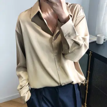 Vintage Elegante Doamne De Birou Solid Satin Tricouri 2020 Femei De Moda Bluze Noi Maneca Lunga Rândul Său, În Jos Guler Topuri Largi 12534