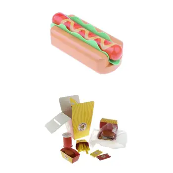 Lemn Fast Food, Hot Dog, Sandwich Burger Cină Set De Copii Preșcolari Jucărie