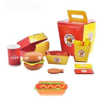 Lemn Fast Food, Hot Dog, Sandwich Burger Cină Set De Copii Preșcolari Jucărie