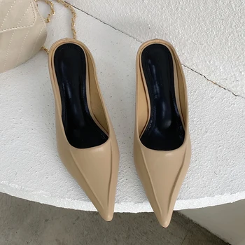 2020 Primăvară Femei Papuci Subliniat Toe Culori Bomboane Superficial Catâri Pantofi Subțire Mijlocul Tocuri De Moda Casual, Pompe Slip Pe Papuci