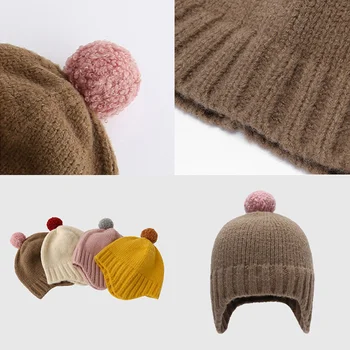 2020 Minge de Blana Pompom Pălărie de Iarnă pentru Fete Cald Gros Băieți Chelioși Căciuli pentru Copii Pălării Tricotate Copilul bonnet Capac de Cadou de Crăciun MZ028