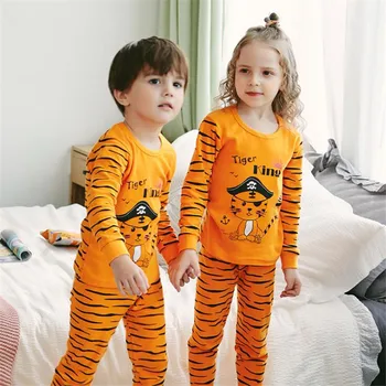 90-160 cm Bumbac Copii Seturi de Pijama Copii Băieți Fete Homewear Îmbrăcăminte Desene animate Tigru Sleepwear Pânză Halat de baie Pentru Copii PIJAMALE