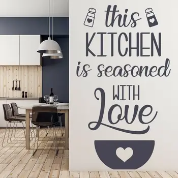 Asezonate Cu Dragoste Perete Decal Bucătărie Citat Litere De Vinil Autocolante Ferestre, Restaurant, Sala De Mese Interior Decor Mural M888