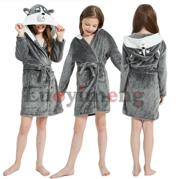 Iarna Copii Pijamale Fox Halat, Pijamale Copii Flanel Cald cămașă de noapte Pentru Fete Baieti Haine 3-12 ani Unicorn Haine de Crăciun