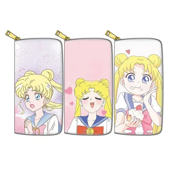 Moda din Piele PU pentru Femei Desene animate Sailor Moon Portofele Minunat Buzunar Monedă Doamnelor Mult Clutch Card Holder Purse Cartera Mujer