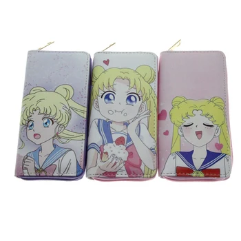 Moda din Piele PU pentru Femei Desene animate Sailor Moon Portofele Minunat Buzunar Monedă Doamnelor Mult Clutch Card Holder Purse Cartera Mujer