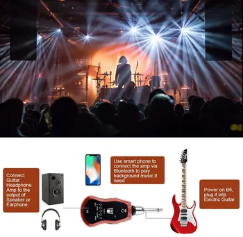 B6 Bluetooth Reîncărcabil Chitara Electrica pentru Căști Mini Amplificator cu 5 Efecte