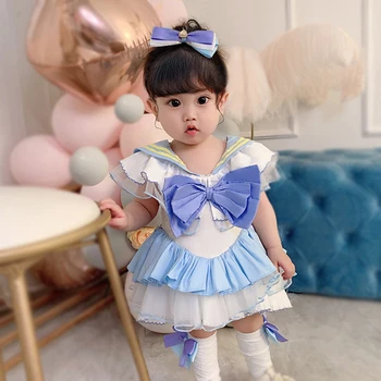 Copil Copil Copil Fata Sailor Moon Petrecere De Halloween Cosplay Costum Albastru Printesa Lolita Rochie Tutu Drăguț De Vară Rochie Maneci Scurte