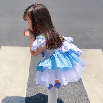 Copil Copil Copil Fata Sailor Moon Petrecere De Halloween Cosplay Costum Albastru Printesa Lolita Rochie Tutu Drăguț De Vară Rochie Maneci Scurte