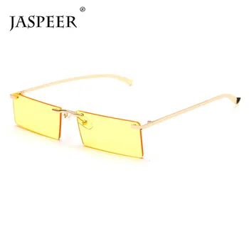 JASPEER Dreptunghi Bărbați ochelari de Soare UV400 Conducere Ochelari de Soare Femei Epocă fără ramă Nuante de Ochelari