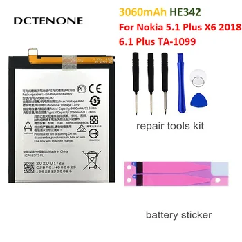 DCTENONE 3060mAh HE342 înlocuire Baterie Pentru Nokia X6 2018 6.1 Plus TA 1099 X5 TA 1109 5.1 Plus telefon Mobil +Instrument