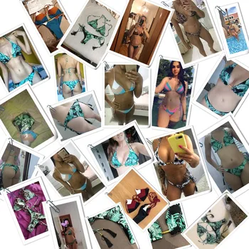 QINJOYER Mozaic Halter Swimsuit Femei Căptușit Șir Micro Bikini 2019 Tanga Sexy Biquini Costume de baie Brazilian costum de Baie Bikini
