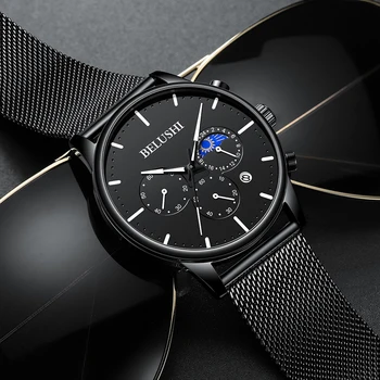 BELUSHI Brand de Top Luxury Mens Ceasuri de Moda Sport Cuarț Ceas Barbati Casual Plasă de Oțel rezistent la apă, Cronograf Relogio Masculino