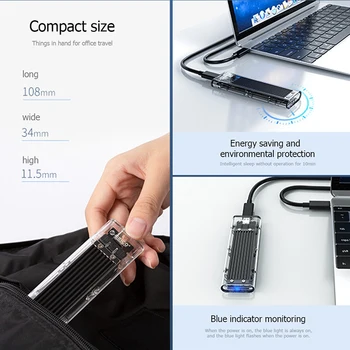 ORICO M2 SSD Cazul M. 2 unitati solid state pentru USB 3.1 Tip C Transparente Incintă Hard Disk SSD Cabina De m.2 de unitati solid state SATA B Cheie Disc SSD Cutie