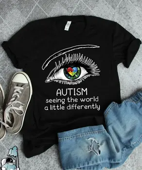Conștientizarea Autismului Vezi Lumea Diferit Autism Suport Femeie T-Shirt