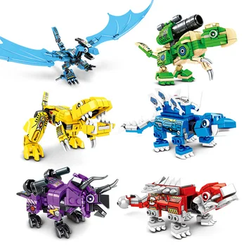 Jucarii de Transformare Robot Mech Seria 6-în-1 Transformare Steel Dragon Knight Dinozaur Creative Asamblate Bloc Jucărie