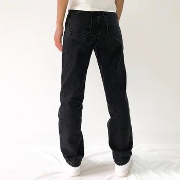 Femei Pantaloni Baggy Jeans Pentru Femei Mama Blugi Talie Mare Negru Loose Straight Denim Pantaloni de Moda de Epocă Streetwear Pantaloni
