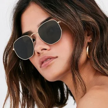 Vintage Poligonale ochelari de Soare barbati Femei Pahar de Lux Retro de Metal Rame Oglinda 3548 Ochelari de Soare oculos de sol dos homens UV400