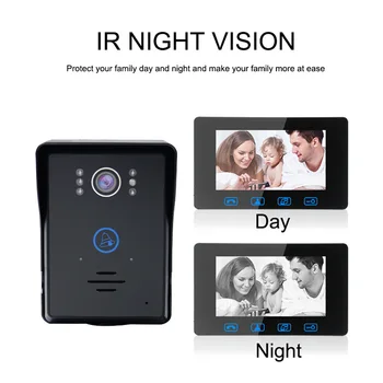 Saful de 7 Inch TFT LCD cu cablu video interfon interfon Viziune de Noapte aparat de Fotografiat Impermeabil Monitor Sonerie, Interfon casa Inteligentă