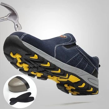 Manlegu Barbati Cizme Din Piele Pantofi De Protecție Cu Bombeu Metalic Pantofi De Iarna Pentru Bărbați Pantofi De Lucru Cizme Fără Alunecare Respirabil Siguranță Adidași
