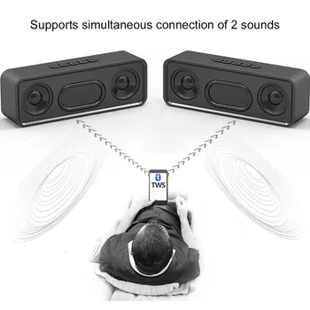 TWS Difuzor Bluetooth V5.0 Coloana Difuzor Bluetooth Soundbar Subwoofer Stereo Suport TF card FM de Exterior/Boxe Auto