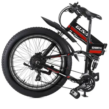 GUNAI Biciclete Electrice,48V12Ah 26 Cm Pliere Fat Tire Snow Bike 21 Viteza Beach Cruiser Full Suspension