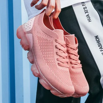 Vara pernă de aer Adidasi Femei 2021 noi Plasă de Dantelă-Up Casual Respirabil de sex Feminin Pantofi Plat Doamnelor pantofi de funcționare Plus Dimensiune