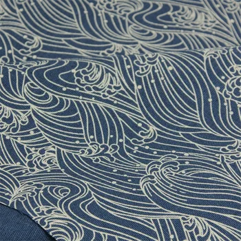 CF841 Japoneză Valuri Gros Tesatura de Bumbac Stil Chinezesc Albastru Țesături Rochie/fete de Masa/Cortina/Haine DIY Mozaic Material