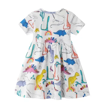 Vara Florale Rochie Frumoasă pentru Fetita Nou Fete Dress Unicorn Dinozaur Bumbac Imprimare Rochie de Printesa Rochie de Petrecere Copil Haine