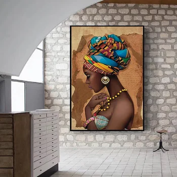 Africa de Femei Portret Picturi in Ulei pe Panza HD Imprimare Moderne de Postere și de Imprimare Arta de Perete de Imagine Pentru Camera de zi de Decorare Acasă