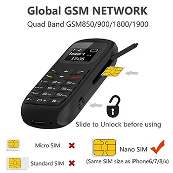 L8Star GTStar BM70 Mini bluetooth receptor de telefon 0.66 inch Deblocat Mini Telefon Mobil Cască Bluetooth Dialer Singur Card SIM