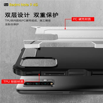 Pentru Xiaomi Redmi Nota 9 4G Caz Anti-knock Bara Rugged Armor Silicon Capac Spate Redmi Nota 9 4G Caz de Telefon Redmi Nota 9 4G