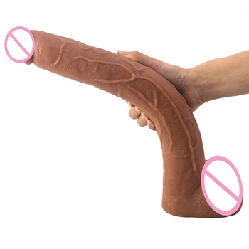 QKKQ 39.5 cm lungime Vibrator Maro Realist Penisul Jucarii Sexuale Pentru Femei Uriașe Erotic Produs Lesbiene Flirt Masturbez Lung Penis artificial