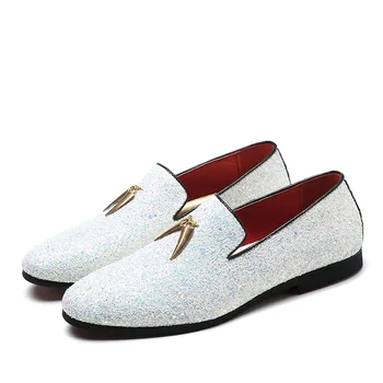 M-anxiu 2020 Noua Moda Barbati Zona Strălucire Doug Plat Slip-on Pantofi Rochie Casual Subliniat Toe Culoare Solidă Nunta Pantofi Loafer