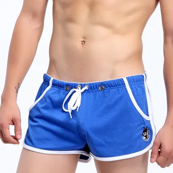 De Vânzare la cald WJ Bumbac Vara Mens pantaloni Scurți Sport Sport Funcționare și de Agrement Acasă Poarte boxeri Penis Husă Broderie Buzunar Design