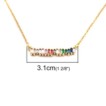 Moda Colier din Oțel Inoxidabil & Sticlă de Aur Dreptunghi Multicolore Stras Coliere Bijuterii Pentru Femei, Cadou 47.5 cm lungime, 1 buc