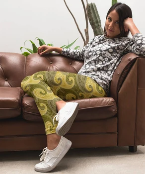 Femeile Paisley Flori Etnice Imprimare Jambiere Indian Folk Model Leggins Periat Unt Moale Slab Elastica Fitness Pantaloni